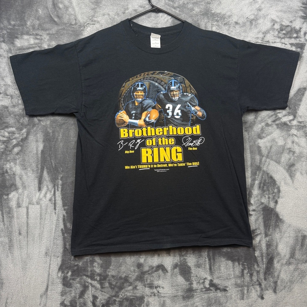 Gildan T-Shirt Mens XL Black Big Ben Jerome Bettis Brotherhood of the Ring Tee